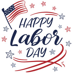 Poster - Festive Labor Day Artwork with Patriotic American Flag and Stars