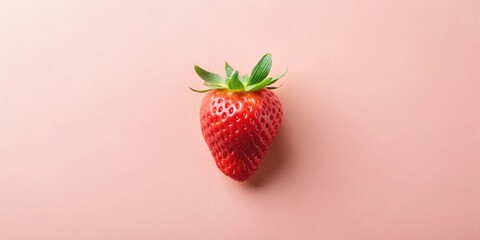Poster - Single ripe strawberry on a pink background, a vibrant image perfect for food blogs, websites, and marketing materials.