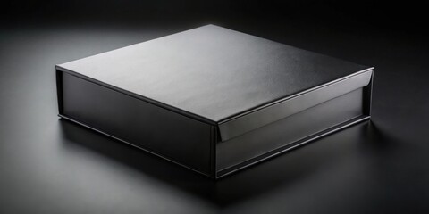 Poster - Elegant Black Gift Box with a Subtle Texture on Dark Background