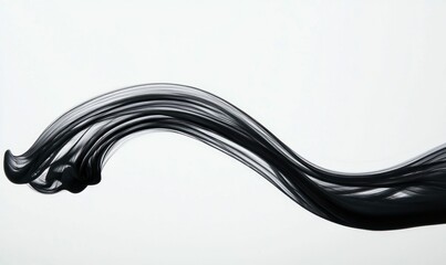 Poster - A sleek wave of black ink gracefully dances against a pristine white canvas.