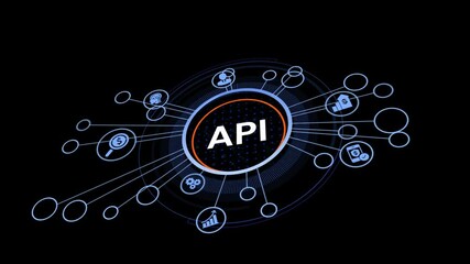 API - Application Programming Interface. Software development tool. Business, modern technology, internet and networking concept.