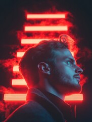 Poster - Cyberpunk Visionary Immersive Tech Portrait Revealing Gen Z Digital Consciousness - Futuristic Personal Branding and Innovative Design Breakthrough