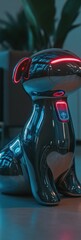 Aufkleber - Cybernetic Pet Companion Sleek Silver Robotic AI Assistant with Smart Interactive LED Technology - Next-Gen Companion Design for Modern Digital Lifestyles