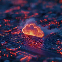 Aufkleber - Cybernetic Cloud Transformation Next-Gen Digital Infrastructure Visualizing Quantum Connectivity and Innovative Tech Ecosystem Breakthrough