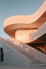 Aufkleber - Sculptural Concrete Architecture Organic Curved Forms Redefining Spatial Dynamics in Contemporary Minimalist Design - Innovative Architectural Visualization