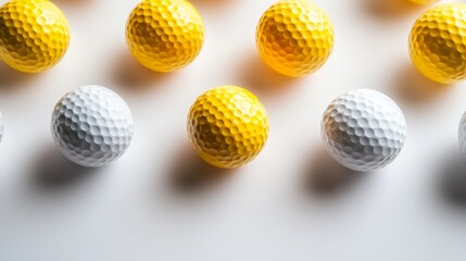 Poster - This composition features a close-up of dimpled golf balls, illustrating their precision and uniformity on a white background, allowing for ample copy space