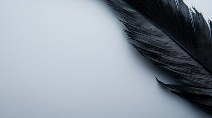 Poster - A dark tropical leaf lies flat, highlighting its intricate textures against a clean white surface, creating a moody, nature-inspired aesthetic with blank space