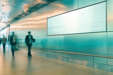 Fototapete - Urban Transit Flow Minimalist Transportation Hub with Blurred Motion, Digital Signage Innovation, and Gen Z Commuter Aesthetic in High-Performance Design