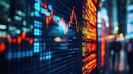 Poster - Bright Stock Market Data Display on Digital Screen with Chart
