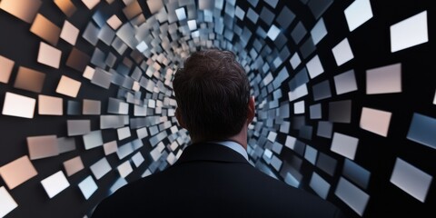 Fototapete - Immersive Digital Transformation Next-Gen Business Intelligence Visualizing Metaverse Data Tunnels for Cutting-Edge Financial Technology and Strategic Innovation