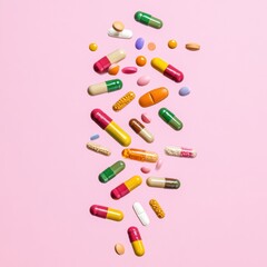 Poster - Vibrant Pharmaceutical Innovation Minimalist Capsule Design Visualizing Next-Gen Drug Delivery with Colorful Precision Medicine Aesthetic
