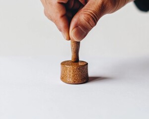 Aufkleber - Minimalist Authentication Eco-Conscious Wooden Stamp Capturing Professional Validation in High-Resolution Bureaucratic Workflow Imagery