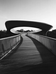 Poster - Minimalist Urban Infrastructure Dynamic Architectural Bridge Design Showcasing Parametric Geometry, Connectivity, and Innovative Structural Engineering Aesthetics