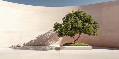 Poster - Minimalist Biophilic Architecture Serene Urban Landscape Design Showcasing Organic Geometry, Sustainable Wellness Environments, and Architectural Harmony with Nature