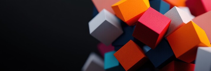 Aufkleber - Geometric Digital Design Vibrant Cubic Abstraction Showcasing Modern Data Visualization, Creative Branding and Innovative Tech Innovation Aesthetics
