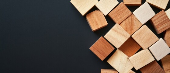 Fototapete - Mindful Tech Leadership Modular Wooden Blocks Spelling FLEXIBLE - Adaptive Work Culture Innovation for Digital Transformation Strategies
