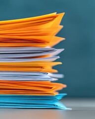 Leinwandbilder - Minimalist Workflow Optimization Colorful Document Stack Revealing Productivity Insights for Digital Transformation in Modern Business Environments