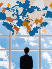 Aufkleber - Hybrid Geostrategy Immersive Global Leadership Vision for Next-Gen International Business Transformation with Minimalist Design and Expansive Digital Perspective