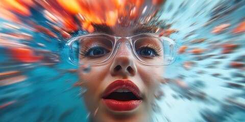 Aufkleber - Immersive Digital Experience High-Octane Gen Z Tech Aesthetic Showcasing Neural Interface Visualization with Explosive Chromatic Motion Blur - Next-Gen Interactive Design