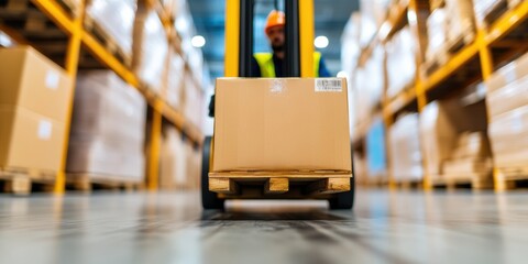 Fototapete - Smart Logistics Precision Next-Gen Warehouse Automation with Advanced Forklift Technology, Sustainable Supply Chain Optimization for Industry 0 Performance