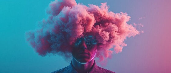 Poster - Mindful Tech Revolution Ethereal Neural Cloud Visualization - Immersive Gen Z Mental Health and Digital Wellness Aesthetic for Next-Gen Creative Storytelling
