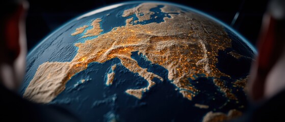 Leinwandbilder - Hyper-Connected Global Network Immersive Digital Earth Visualization with Topographical Mapping for Advanced Geospatial Intelligence and Strategic Business Insights