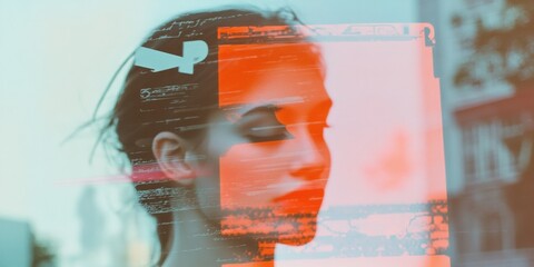 Poster - Digital Mindfulness Aesthetic Ethereal Gen Z Contemplation through Layered Mixed-Media Double Exposure - Emotional Wellness and Creative Personal Branding Concept