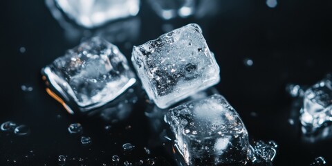 Poster - Crystalline Hydration Aesthetics Premium Beverage Cooling Experience with Macro Ice Texture - Sensory Marketing and Minimalist Refreshment Visualization