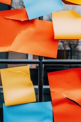 Aufkleber - Chaos Theory of Productivity Vibrant Sticky Note Grid Visualizing Creative Workflow Dynamics for Modern Digital Workspace Optimization