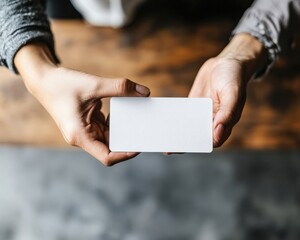 Aufkleber - Minimalist Digital Payments Revolution Sleek White Credit Card Held in Neutral Tones - Next-Gen Contactless Financial Technology Experience