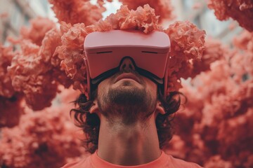 Aufkleber - Immersive Digital Dreamscape Next-Gen VR Experience with Coral-Toned Mixed Reality Sensory Exploration for Tech-Forward Millennials and Gen Z Innovators