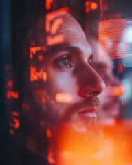 Poster - Cybernetic Visionary Immersive Digital Transformation Portrait Revealing Next-Gen Leadership Insights with Cutting-Edge Augmented Reality Aesthetics
