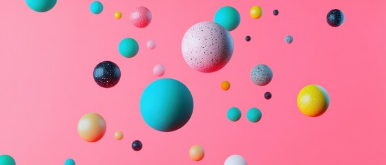 Fototapete - Dynamic Geometric Spheres Vibrant Motion Graphics Poster with Millennial Color Palette for Digital Branding and Creative Marketing Visuals