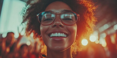 Poster - Radiant Workplace Wellness Inclusive Gen Z Professional Empowerment in Vibrant Urban Sunset Lighting - Authentic Corporate Confidence