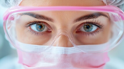 Poster - Precision Science Meets Aesthetic Innovation Next-Gen Medical Research Professional in High-Performance Protective Eyewear - Empowering Female STEM Expertise