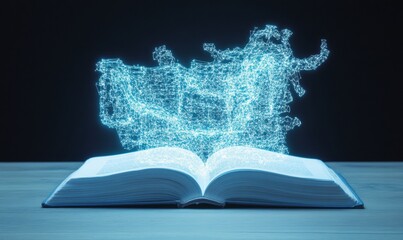 Leinwandbilder - Metaverse Learning Revolution Immersive Digital Cartography Emerging from Translucent Book - Next-Gen Educational Technology and Innovative Knowledge Visualization