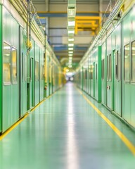 Aufkleber - Precision Manufacturing Corridor Minimalist Industrial Design Showcasing Advanced Production Efficiency in Clean, Tech-Driven Facility Aesthetic