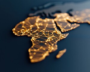 Aufkleber - Digital Africa Transformative Network Connectivity Visualizing Emerging Market Potential through Glowing Geospatial Technological Infrastructure Mapping