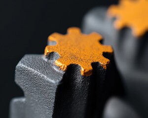 Poster - Precision Engineering Synergy Metallic Gear Interlocking Visualizes Smart Business Systems and Next-Gen Operational Connectivity in High-Performance Digital Era