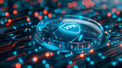 Poster - Enhancing online security with a digital shield in a dark cyber environment filled with vibrant data streams