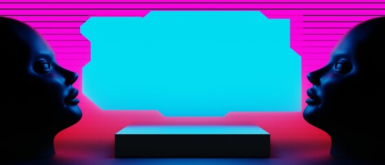 Wall Mural - 3d illustration rendering of y2k 2000s gamer technology futuristic fantasy metaverse cyberpunk sci-f