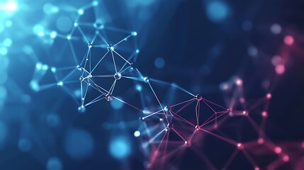 Fototapete - Abstract Network Connection Global Communication Data Flow Technology Concept