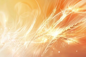 Fototapete - Surreal transformation of golden wheat into glowing energy waves in a dreamy atmosphere with smooth gradients Generative AI