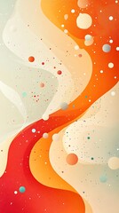 Poster - Abstract Orange and Beige Wave Background with Scattered Circles and Dots
