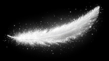 Wall Mural - a white feather on a black background