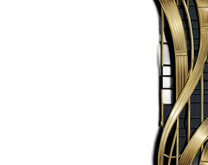 Poster - Elegant Art Deco Frame Design, A Striking Gold and Black Vintage Inspired Composition with Intricate Detailing and Luxurious Appeal, Ideal for Adding a Touch of Classic Style