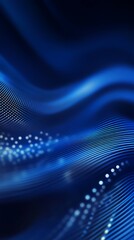 Fototapete - Abstract Blue Wave Background with Glowing Particles and Lines Digital Art