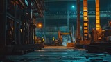 Night Shift at the Steel Mill: Workers and Machinery under the Gloom