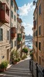 © Kitta Studio - Charming Coastal Alleyway with Scenic View of Boats and Buildings