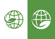 © zulfan - global environment icon. environment and ecology symbol. green leaves and earth globe in design. green colored vector image. green earth, world environment day, save the planet vector concept